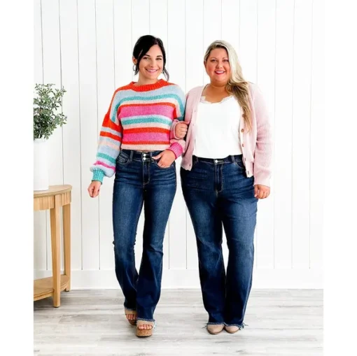 💖 Final Day: 65% OFF! 💥 Vintage High Rise Bootcut Jeans with Frayed Hem - Image 6